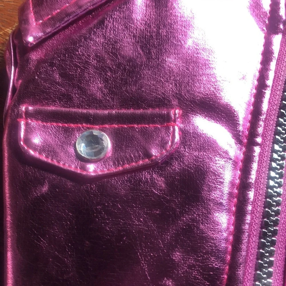 NWT Doggy Parton metallic Moto dog jacket S